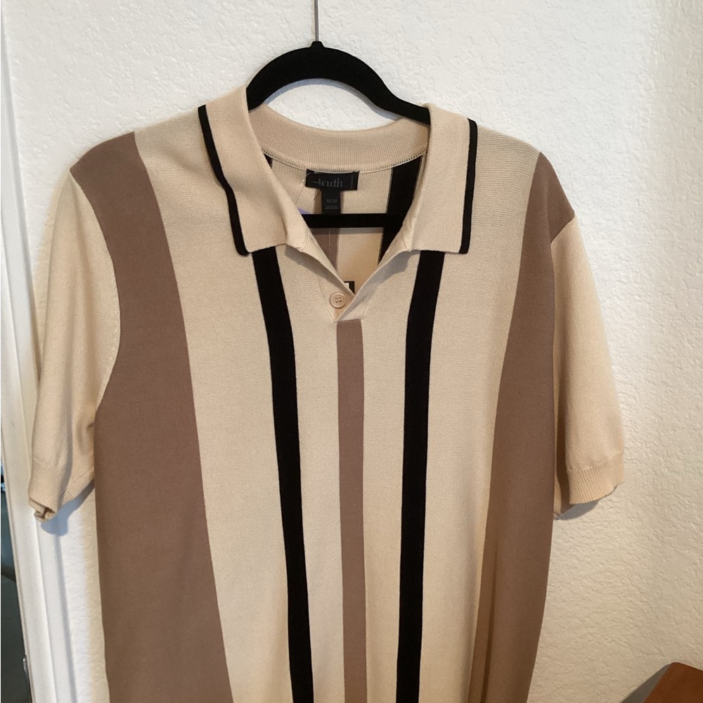 Truth Men's Cream and Brown Polo Shirt